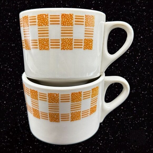 SHENANGO CHINA NEW CASTLE Mug Set Ceramic USA Yellow White 2.5”T 3.25”W Set 4 - Picture 16 of 16